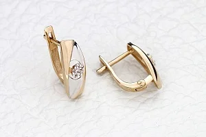 Серьги Малинки из красного золота с 14 фианитами