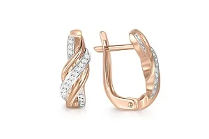 Серьги из красного золота с 34 фианитами