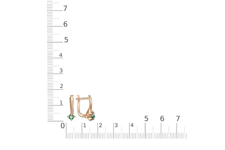 Серьги из красного золота с 2 изумрудами