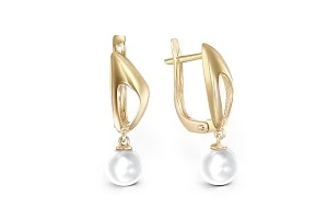 Серьги из жёлтого золота с 2 жемчужинами