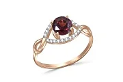 Кольцо из красного золота с гранатом и 22 фианитами