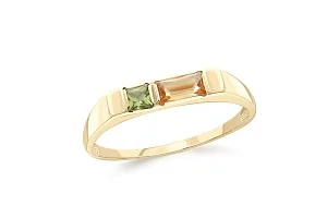 Кольцо из жёлтого золота с цитрином и хризолитом