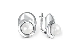 Серьги из белого золота с 2 жемчужинами
