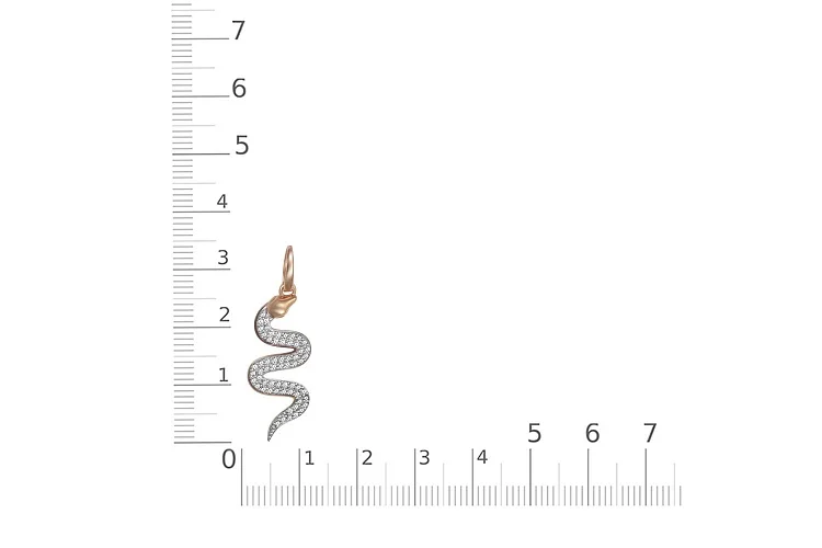 Подвеска Змея из красного золота с 61 фианитами