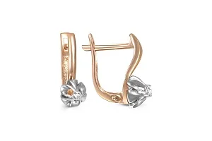 Серьги Цветы из красного золота с 2 фианитами