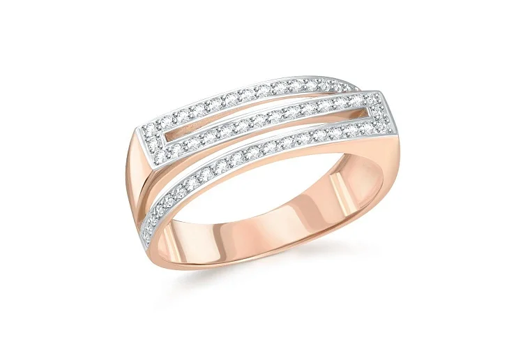 Кольцо Дорожка из красного золота с 54 фианитами