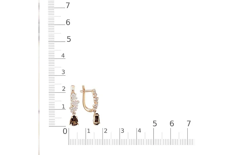 Серьги из красного золота с 32 раухтопазами