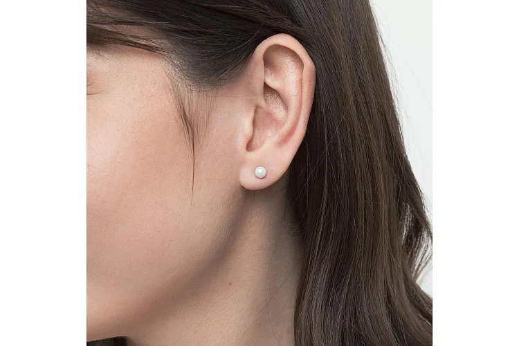 Серьги-пусеты из красного золота с 2 жемчужинами