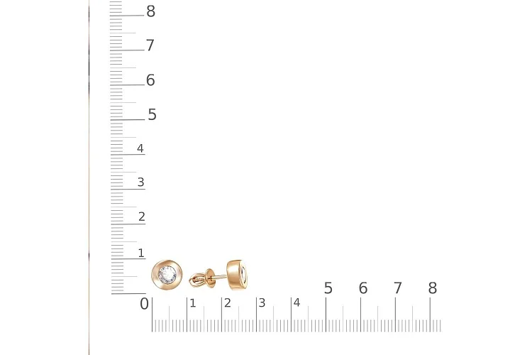 Серьги-пусеты из красного золота с 2 бриллиантами