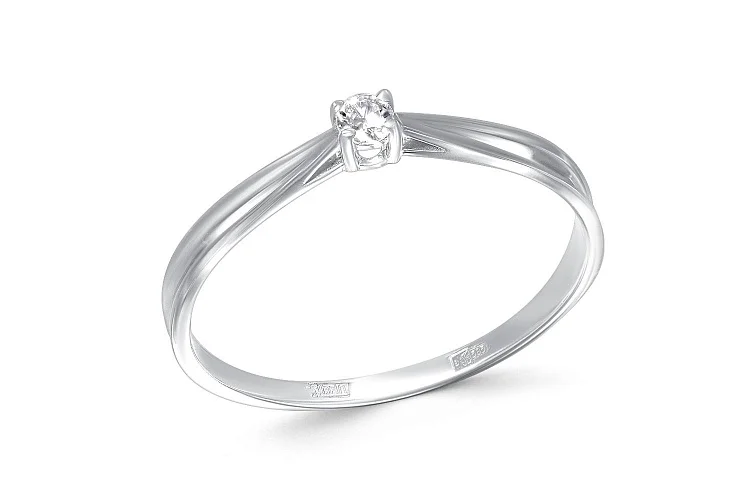 Кольцо из белого золота с фианитом