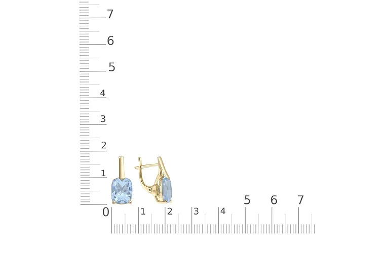 Серьги из жёлтого золота с 2 топазами sky