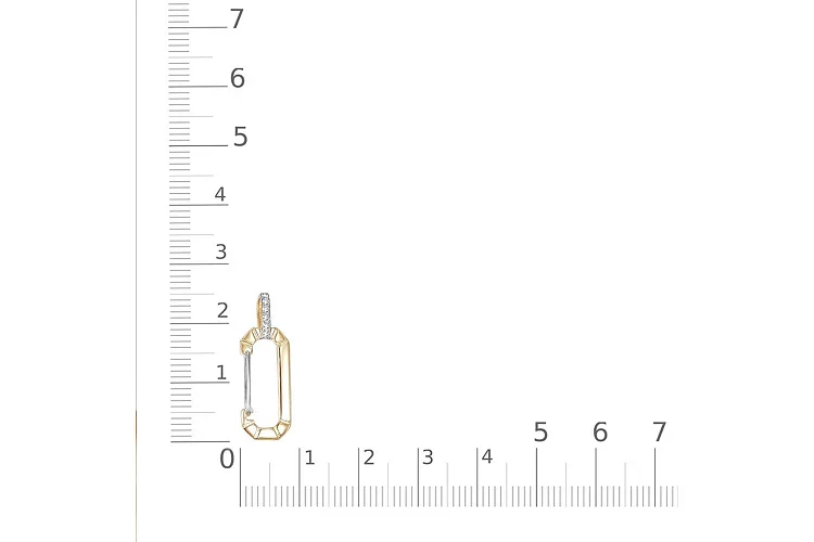 Подвеска Скрепка из жёлтого золота с 6 фианитами