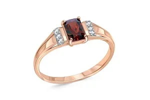 Кольцо из красного золота с гранатом и 6 фианитами