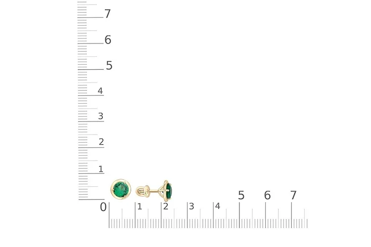 Серьги-пусеты из жёлтого золота с 2 изумрудами