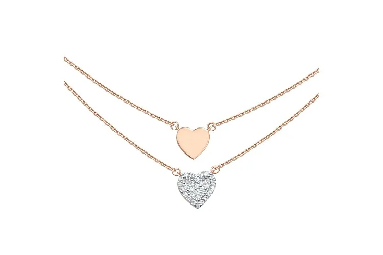 Колье Сердце из красного золота с 31 фианитами