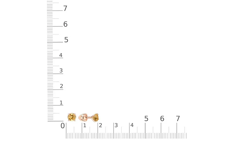 Серьги-пусеты из красного золота с 2 цитринами