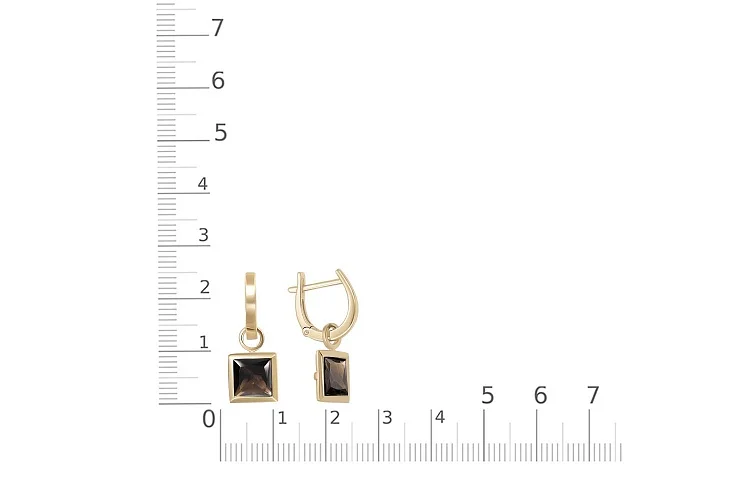 Серьги-трансформеры из жёлтого золота с 2 раухтопазами