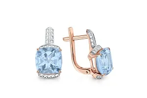 Серьги из красного золота с 2 топазами sky и 36 фианитами