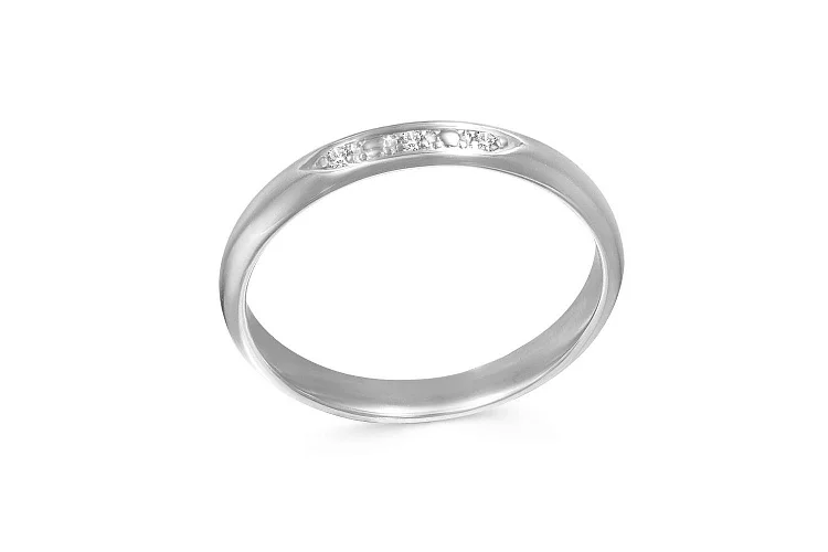 Обручальное кольцо из белого золота с 3 бриллиантами