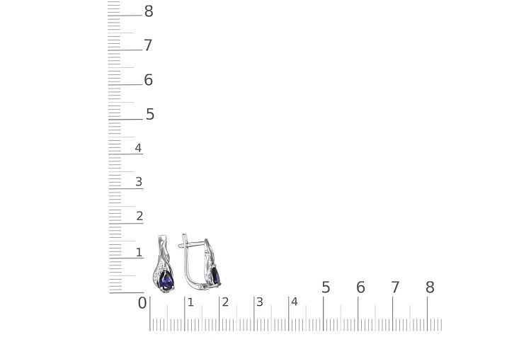 Серьги из белого золота с 2 сапфирами и 6 бриллиантами