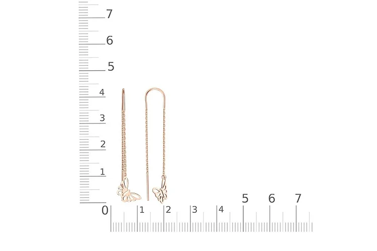 Серьги-продёвки Бабочки из красного золота без вставок
