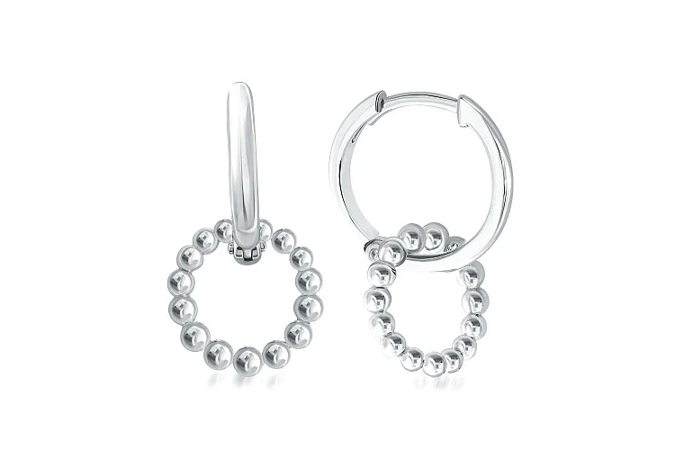 Серьги-трансформеры из белого золота без вставок