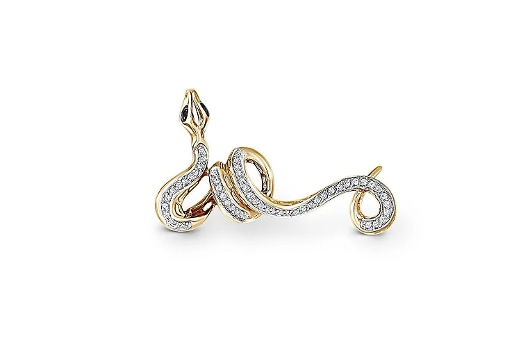 Подвеска Змея из красного золота с 55 фианитами