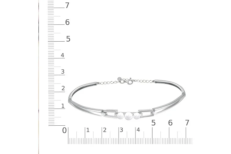 Браслет из белого золота с 3 жемчужинами