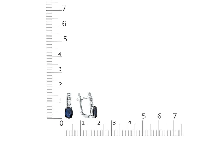 Серьги из белого золота с 2 сапфирами и 14 бриллиантами