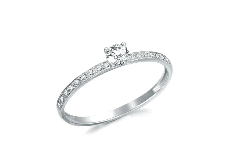 Кольцо из белого золота с 19 фианитами