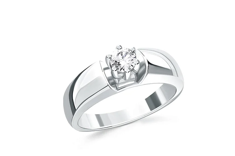 Кольцо из белого золота с выращенным бриллиантом