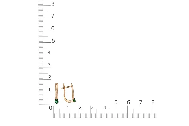 Серьги из красного золота с 2 изумрудами