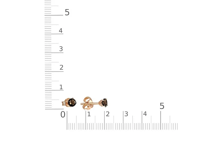 Серьги-пусеты из красного золота с 2 раухтопазами