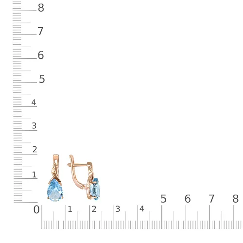 Серьги из красного золота с 2 топазами sky