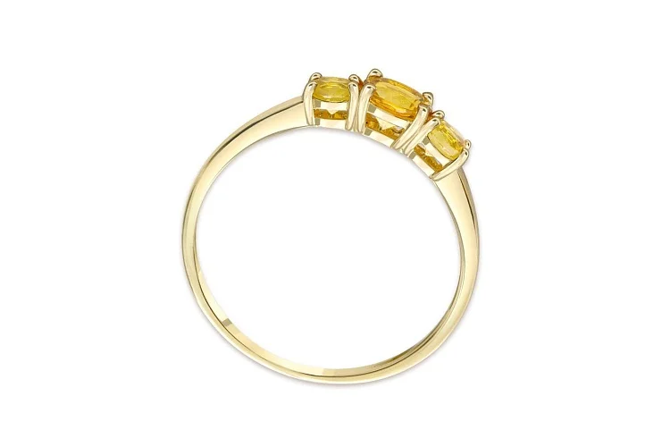 Кольцо из жёлтого золота с 3 цитринами