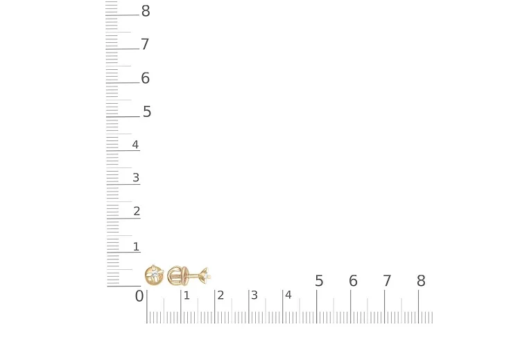 Серьги-пусеты из жёлтого золота с 2 бриллиантами