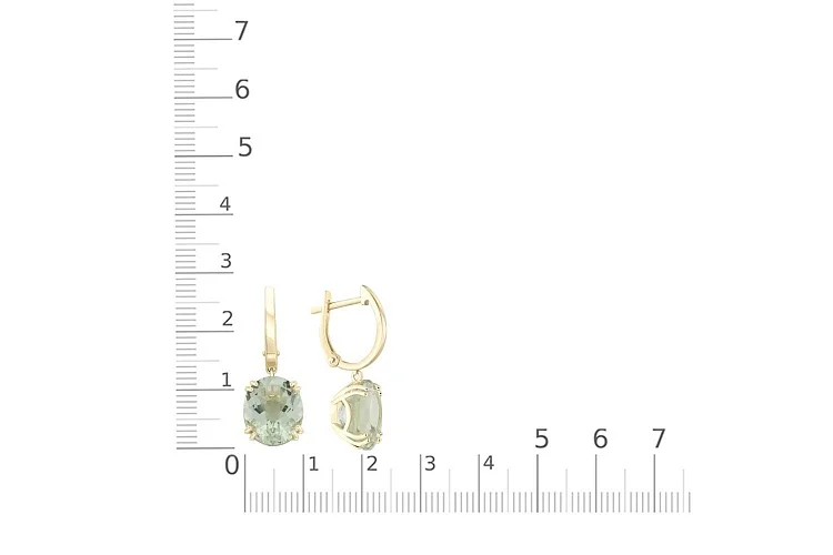 Серьги из жёлтого золота с 2 празиолитами