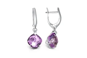 Серьги из белого золота с 2 аметистами