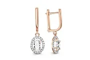 Серьги из красного золота с 42 фианитами