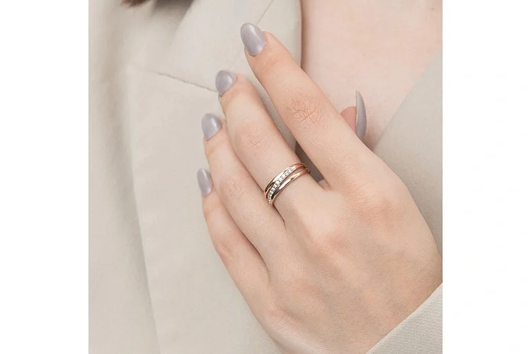 Кольцо Дорожка из красного золота с 12 фианитами