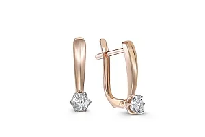 Серьги из красного золота с 2 бриллиантами