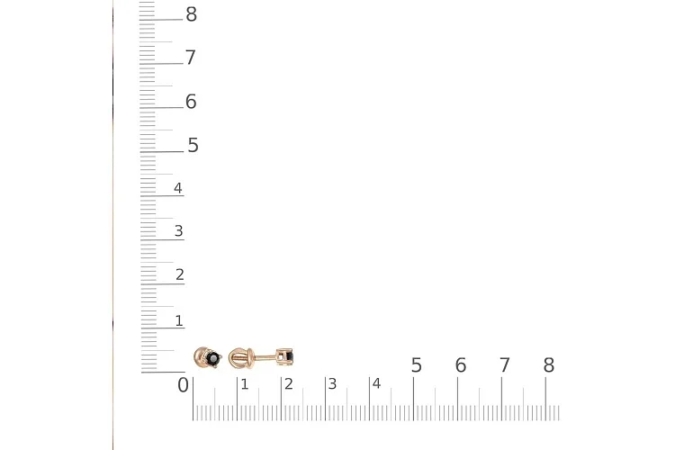 Серьги-пусеты из красного золота с 2 фианитами