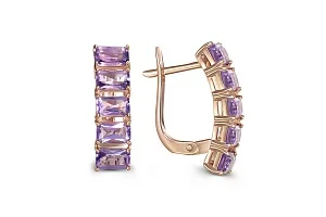 Серьги из красного золота с 10 аметистами