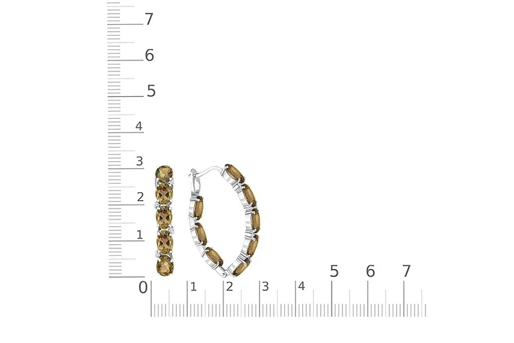 Серьги из белого золота с 16 султанитами и 8 фианитами