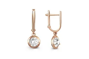 Серьги из красного золота с 2 фианитами