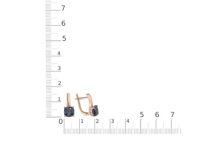 Серьги из красного золота с 2 александритами