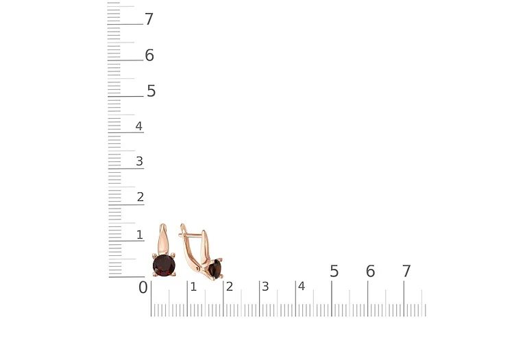 Серьги из красного золота с 2 гранатами