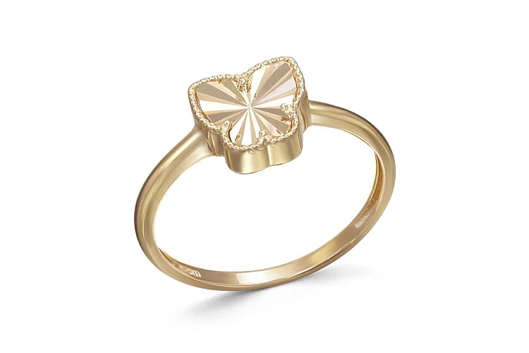 Кольцо Бабочка из жёлтого золота без вставок