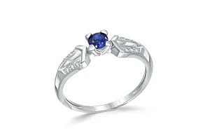 Кольцо из белого золота с сапфиром и 12 бриллиантами