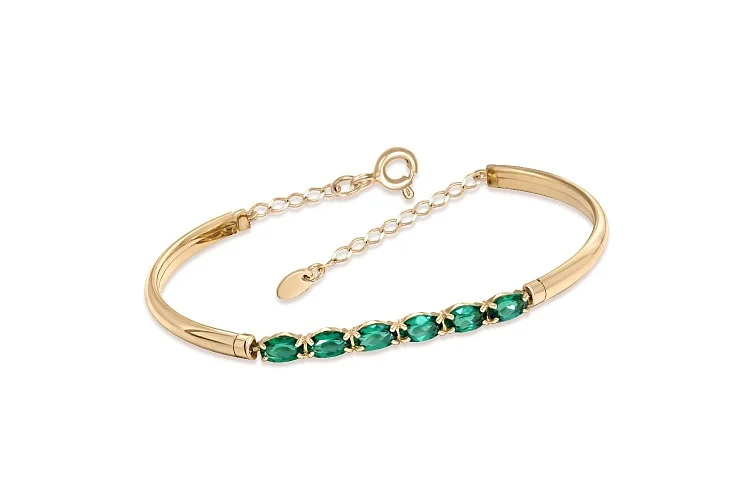 Браслет Дорожка из жёлтого золота с 6 изумрудами